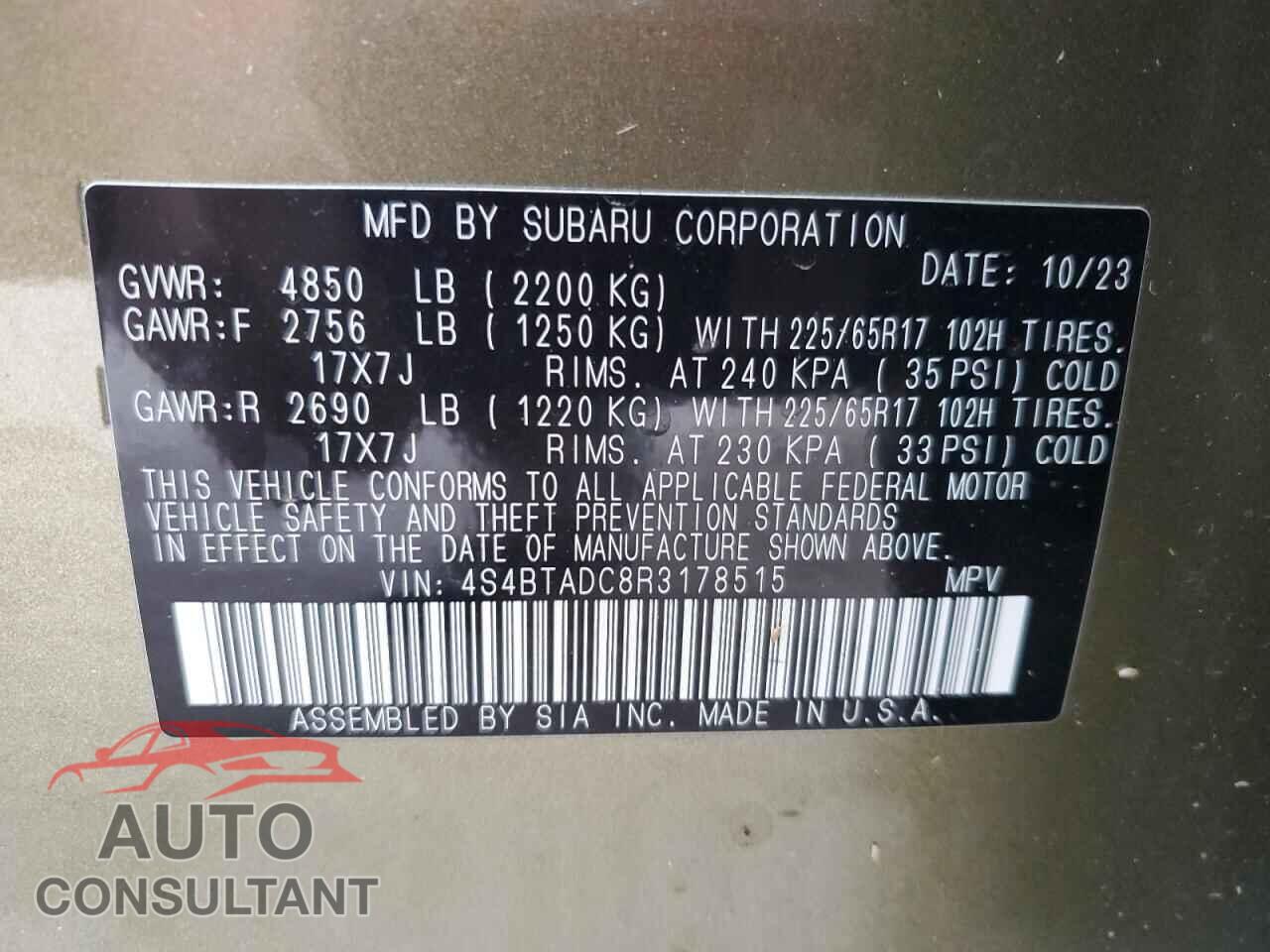 SUBARU OUTBACK 2024 - 4S4BTADC8R3178515