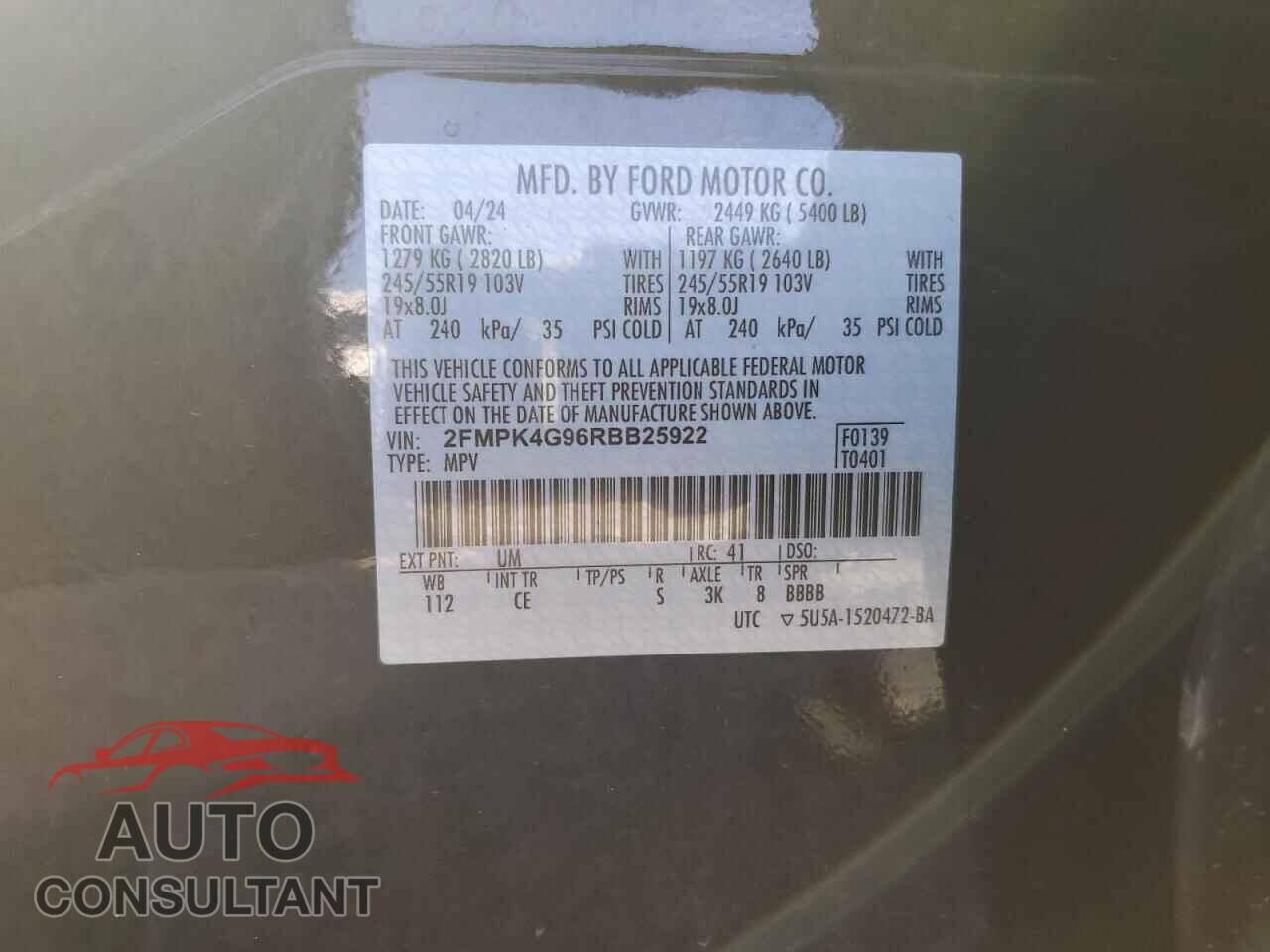 FORD EDGE 2024 - 2FMPK4G96RBB25922