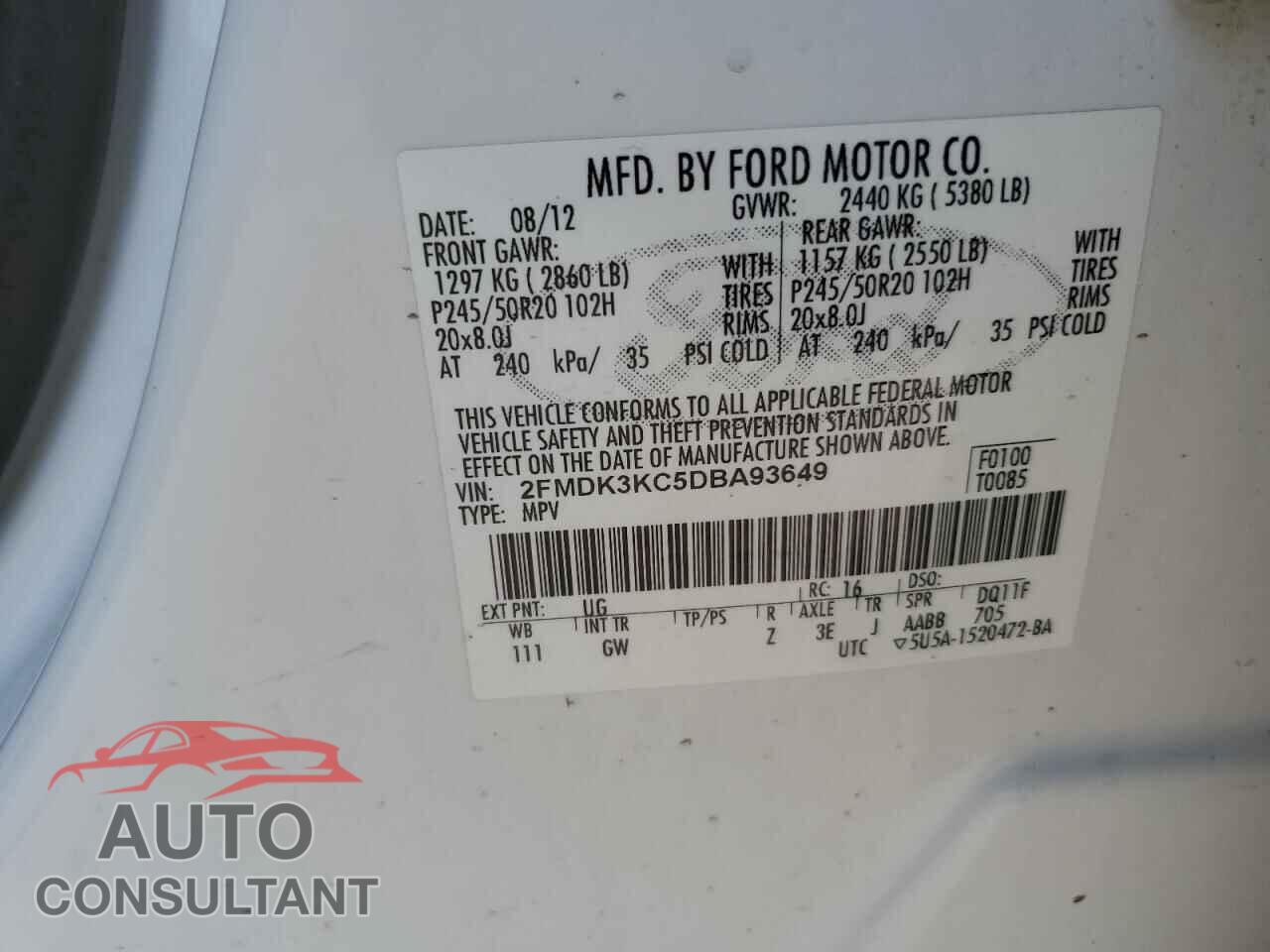 FORD EDGE 2013 - 2FMDK3KC5DBA93649