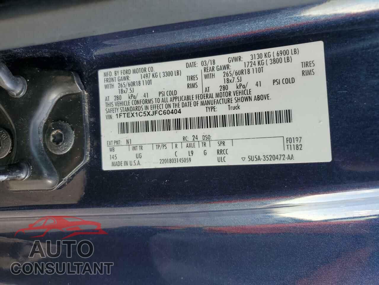 FORD F-150 2018 - 1FTEX1C5XJFC60404