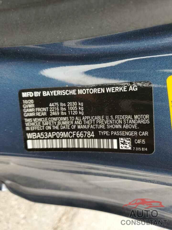 BMW 4 SERIES 2021 - WBA53AP09MCF66784