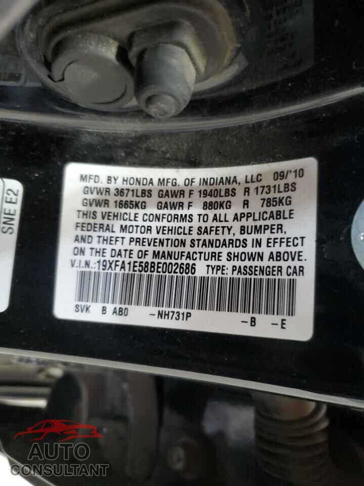 HONDA CIVIC 2011 - 19XFA1E58BE002686