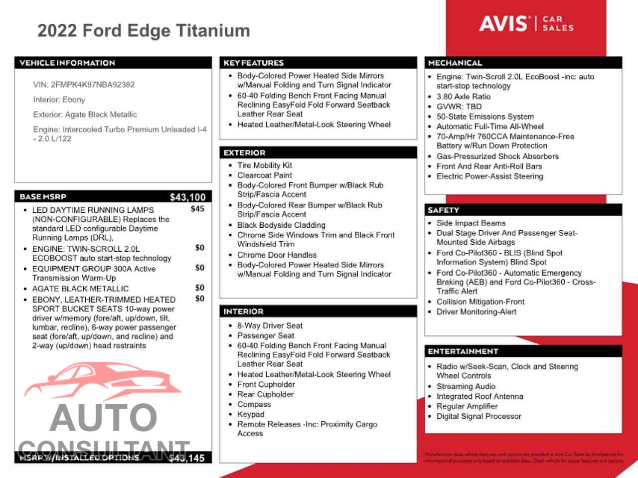 FORD EDGE 2022 - 2FMPK4K97NBA92382