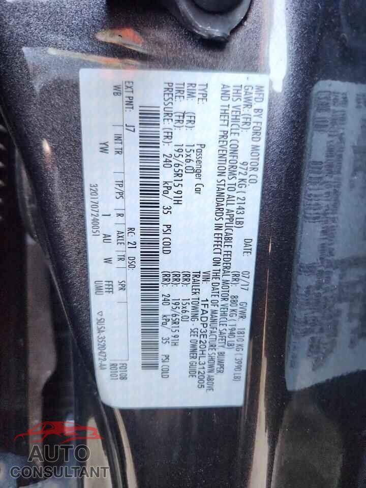 FORD FOCUS 2017 - 1FADP3E20HL312005