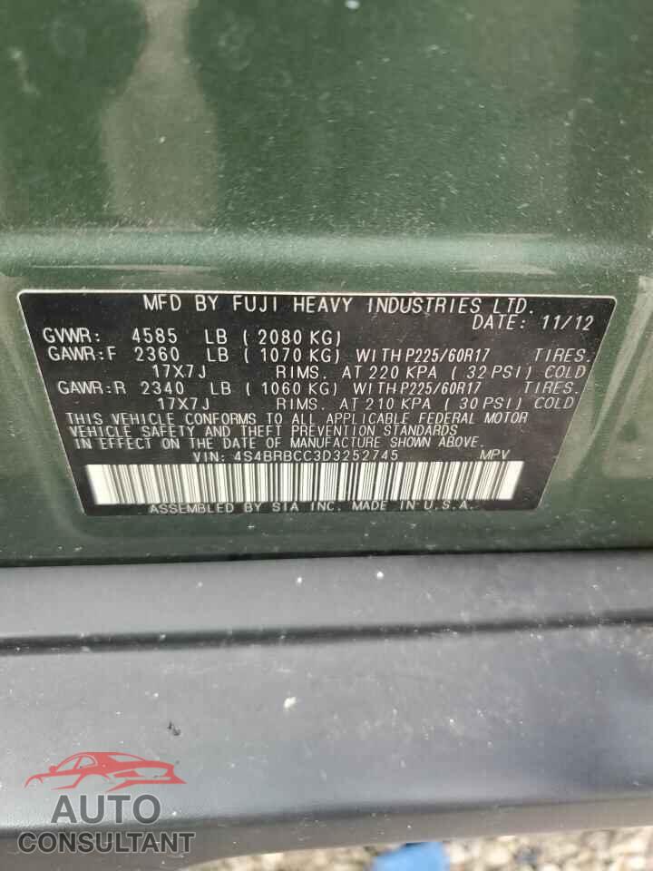 SUBARU OUTBACK 2013 - 4S4BRBCC3D3252745