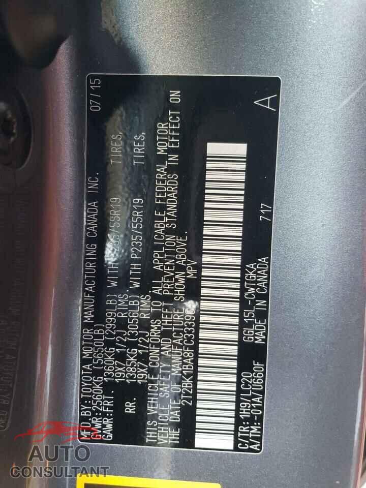 LEXUS RX350 2015 - 2T2BK1BA8FC333961