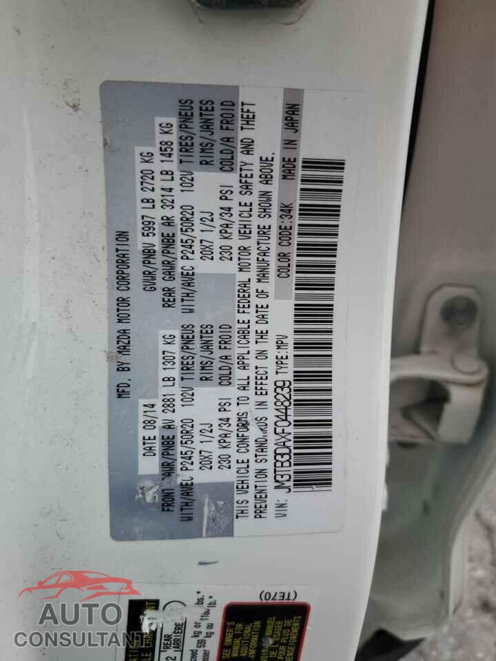 MAZDA CX-9 2015 - JM3TB3DAXF0448239