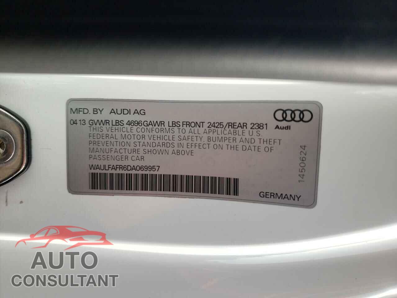 AUDI A5 2013 - WAULFAFR6DA069957