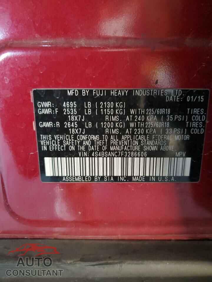 SUBARU OUTBACK 2015 - 4S4BSANC7F3286606