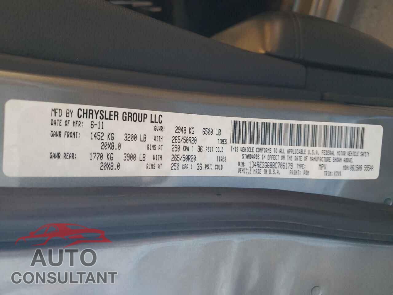 DODGE DURANGO 2011 - 1D4RE3GG8BC706179