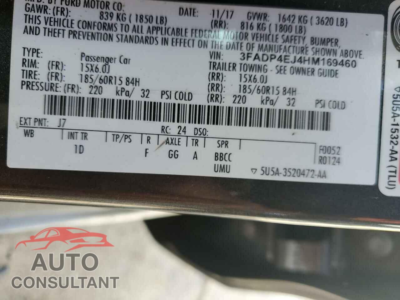 FORD FIESTA 2017 - 3FADP4EJ4HM169460