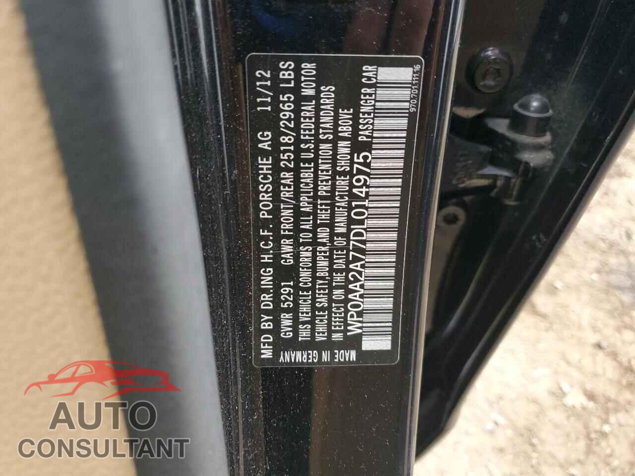 PORSCHE PANAMERA 2013 - WP0AA2A77DL014975