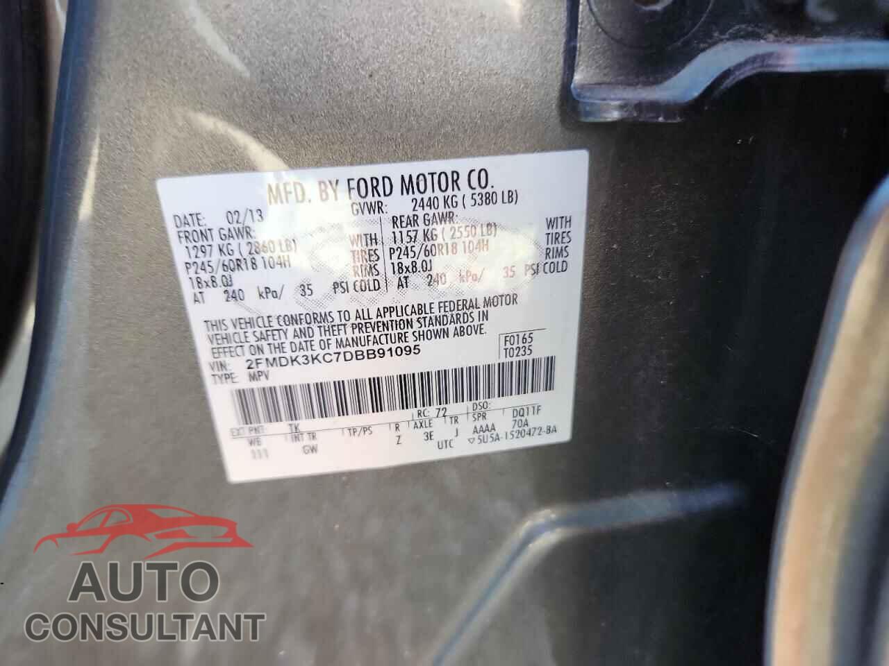 FORD EDGE 2013 - 2FMDK3KC7DBB91095