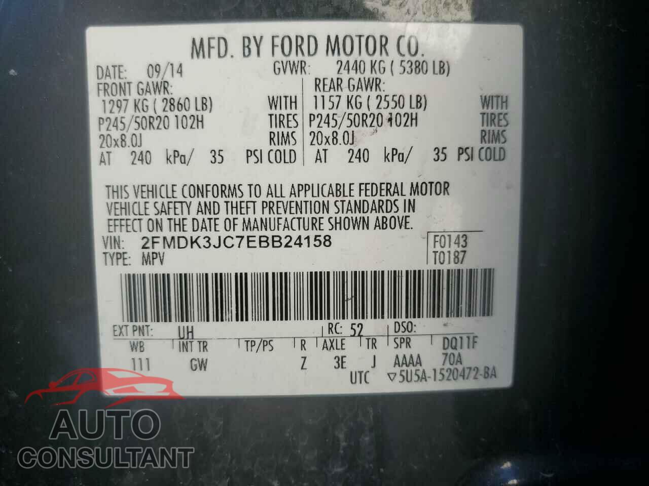 FORD EDGE 2014 - 2FMDK3JC7EBB24158