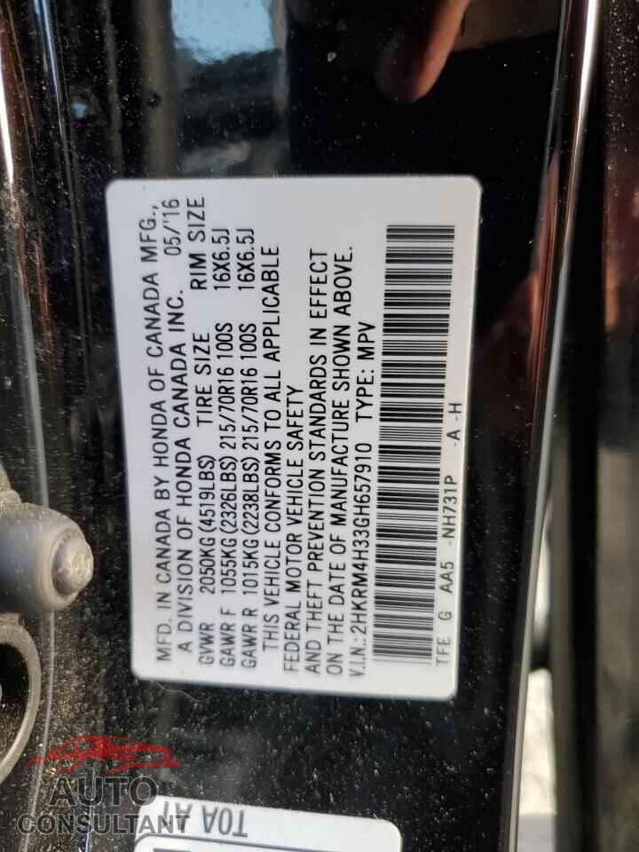 HONDA CRV 2016 - 2HKRM4H33GH657910
