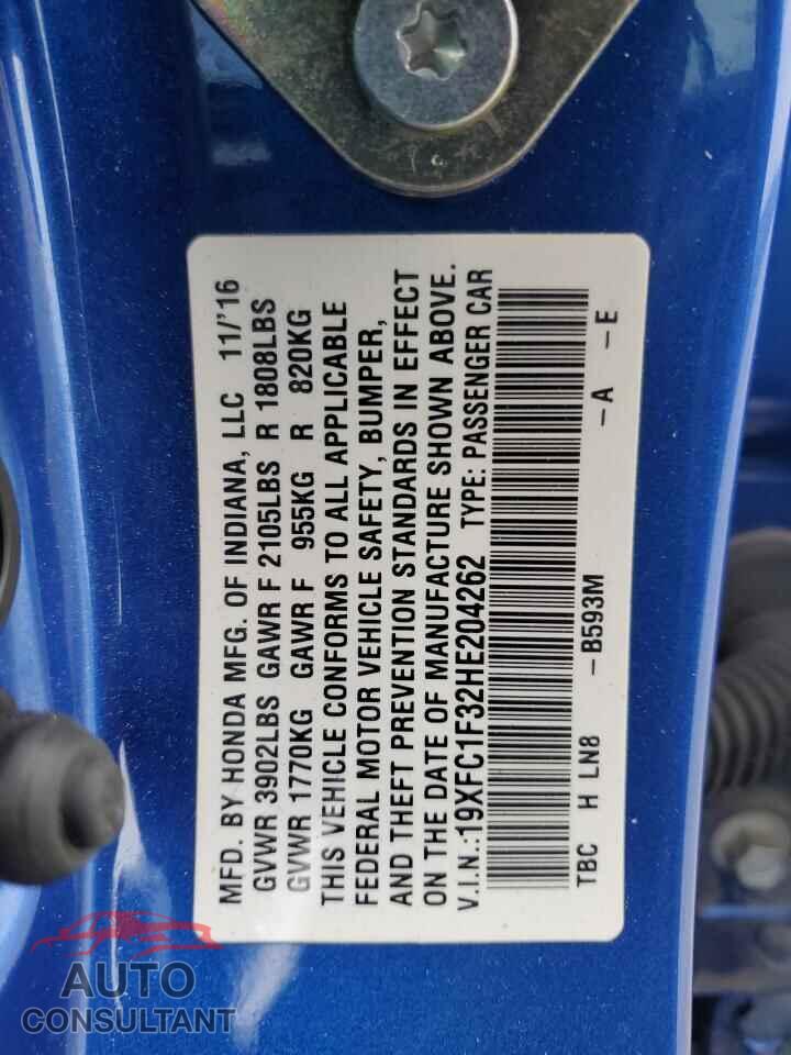 HONDA CIVIC 2017 - 19XFC1F32HE204262