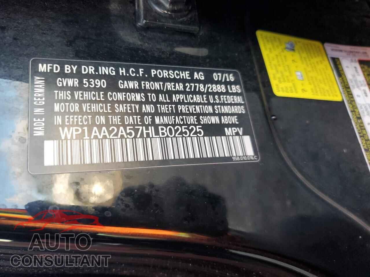 PORSCHE MACAN 2017 - WP1AA2A57HLB02525