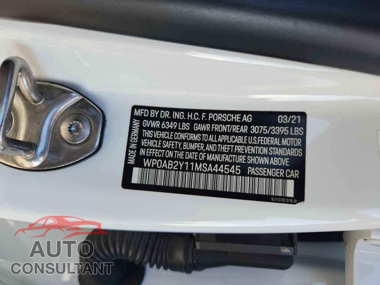 PORSCHE TAYCAN 2021 - WP0AB2Y11MSA44545