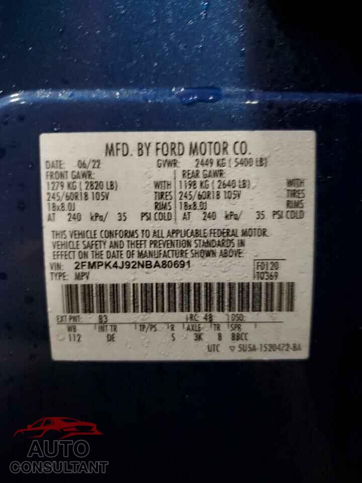 FORD EDGE 2022 - 2FMPK4J92NBA80691