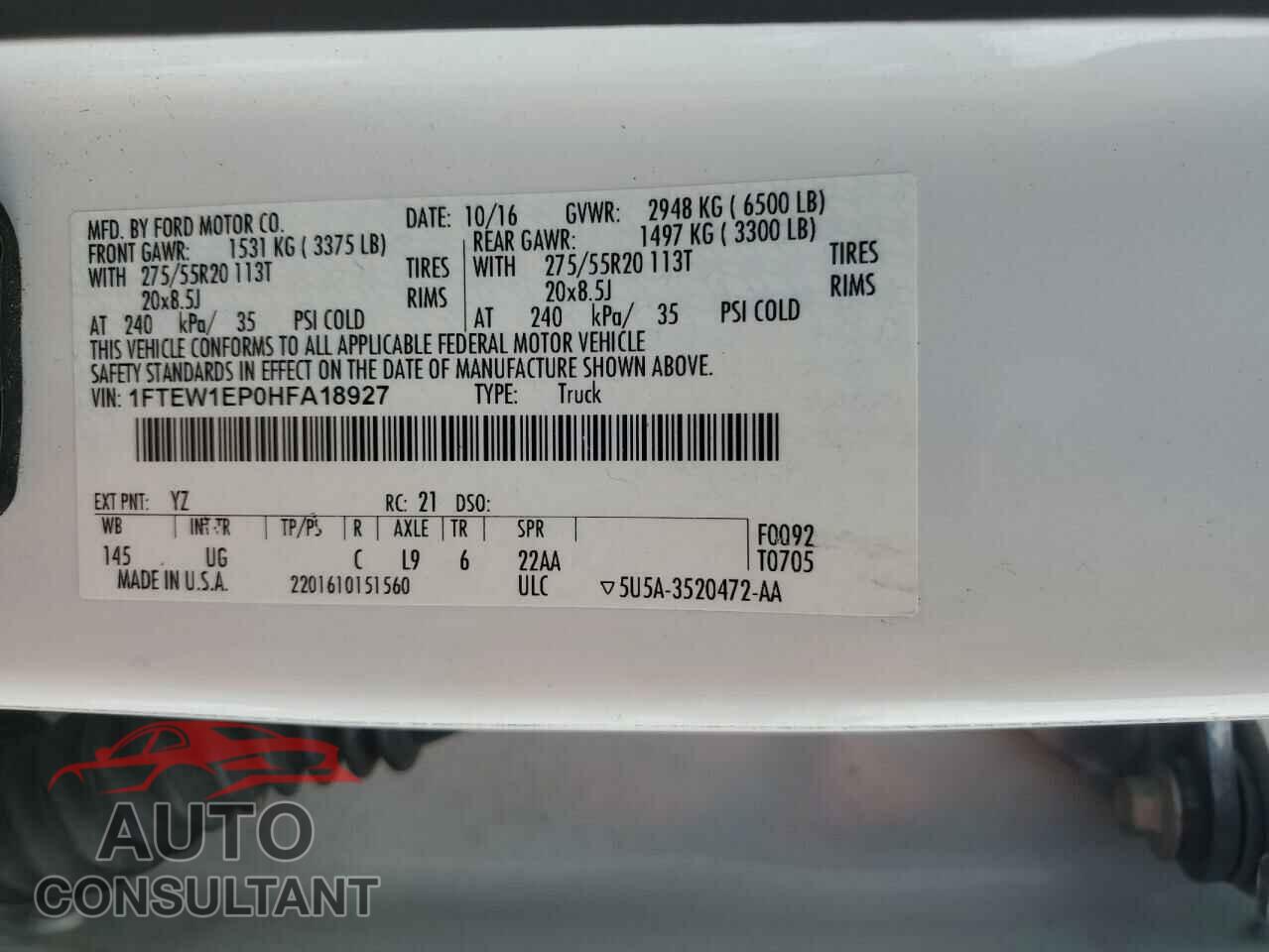 FORD F-150 2017 - 1FTEW1EP0HFA18927