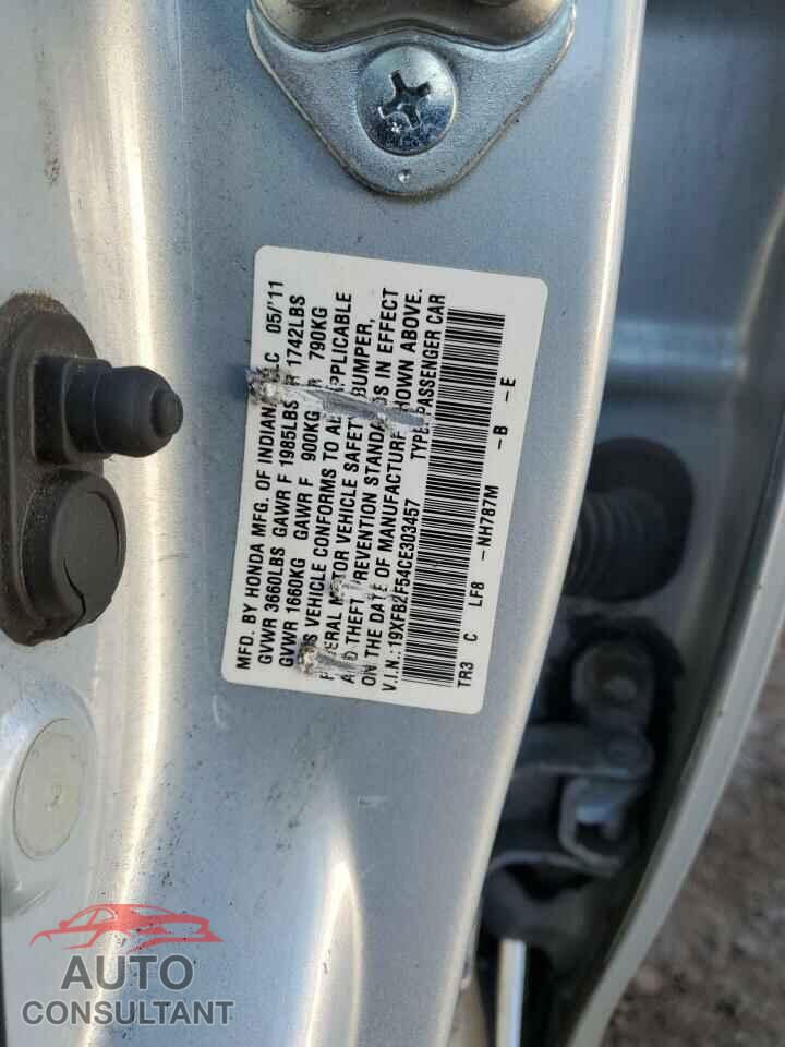 HONDA CIVIC 2012 - 19XFB2F54CE303457