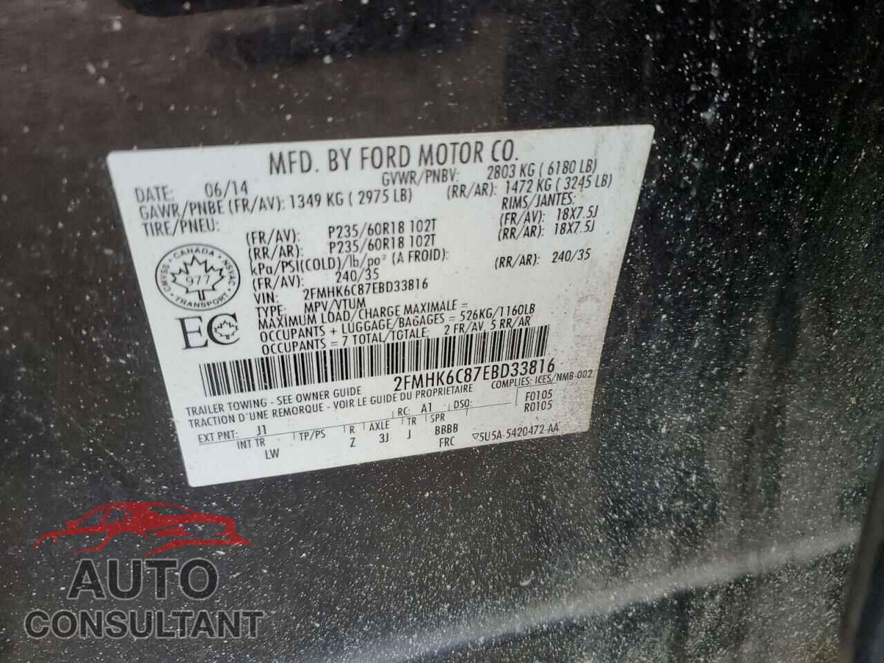 FORD FLEX 2014 - 2FMHK6C87EBD33816