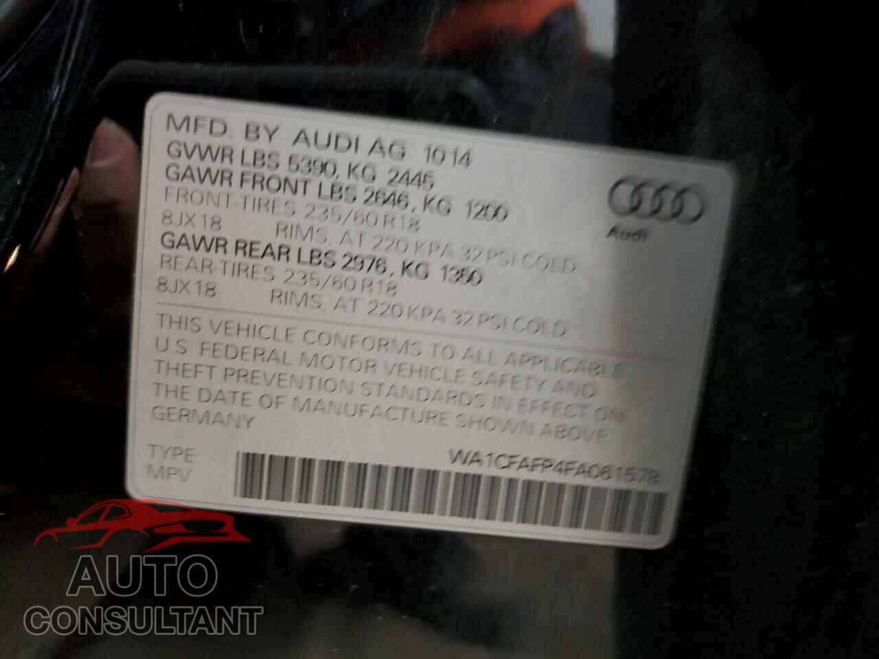 AUDI Q5 2015 - WA1CFAFP4FA061578