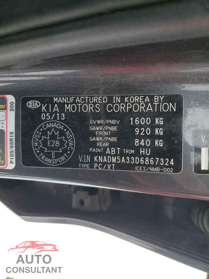 KIA RIO 2013 - KNADM5A33D6867324