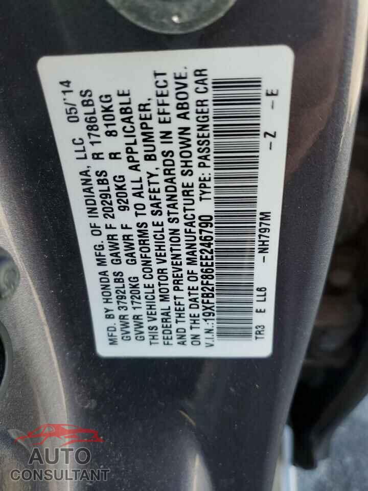 HONDA CIVIC 2014 - 19XFB2F86EE246790