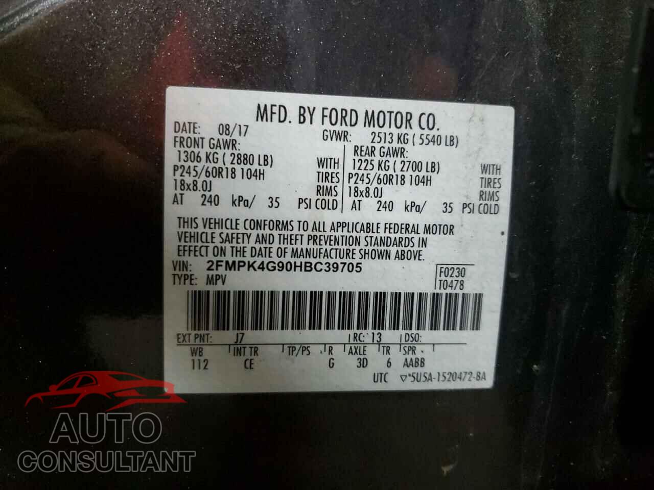 FORD EDGE 2017 - 2FMPK4G90HBC39705