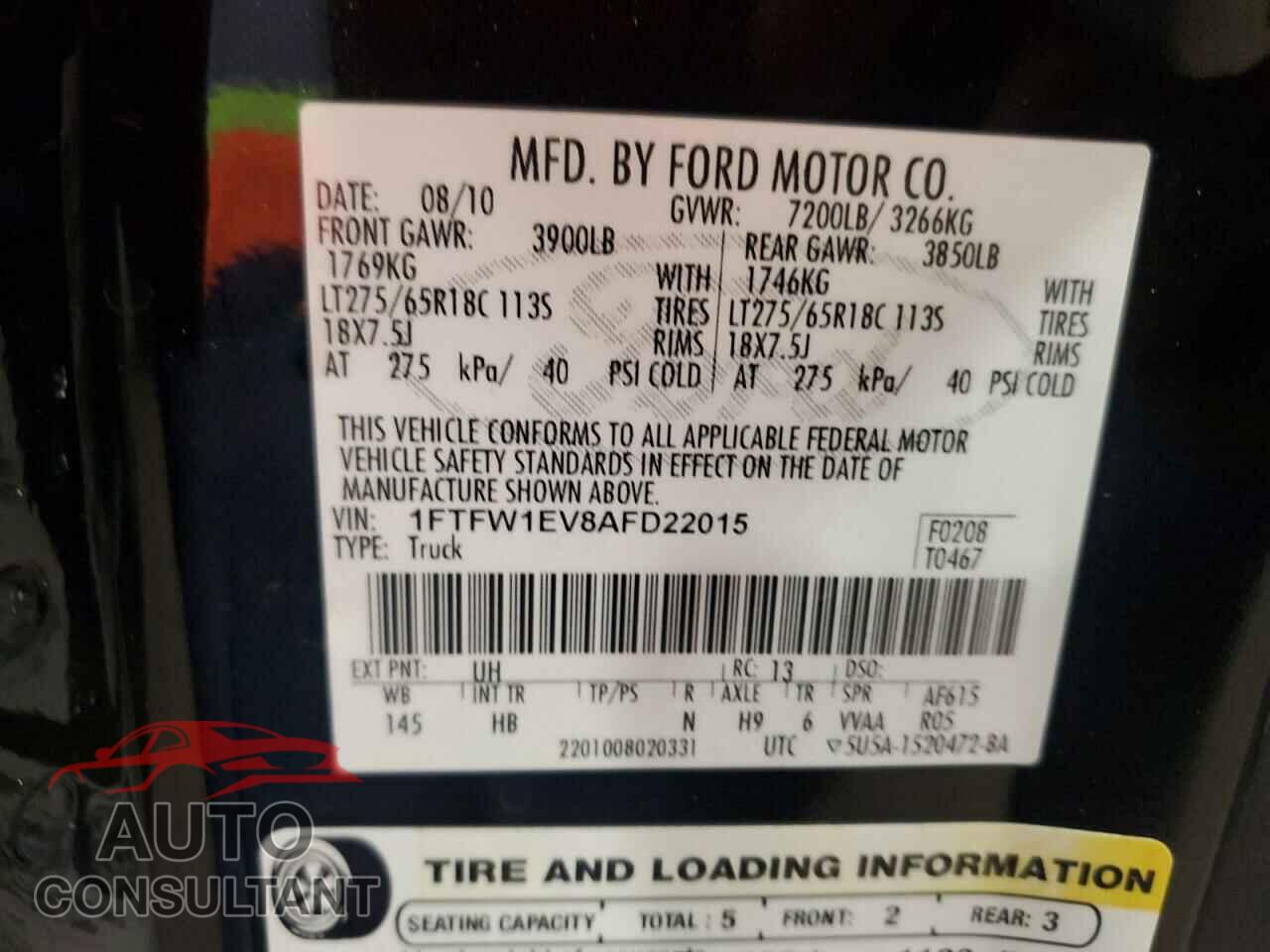 FORD F-150 2010 - 1FTFW1EV8AFD22015