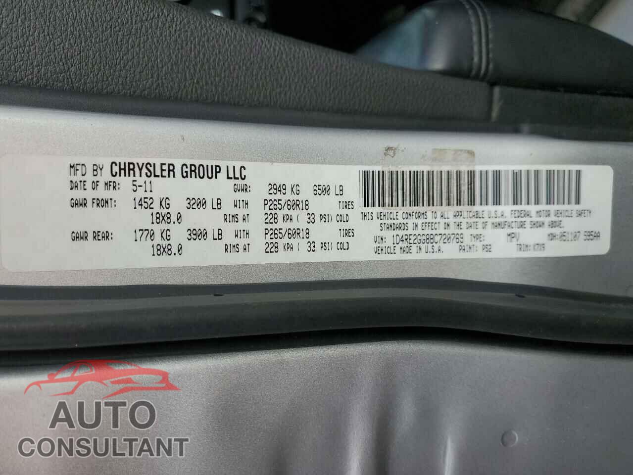 DODGE DURANGO 2011 - 1D4RE2GG8BC720769