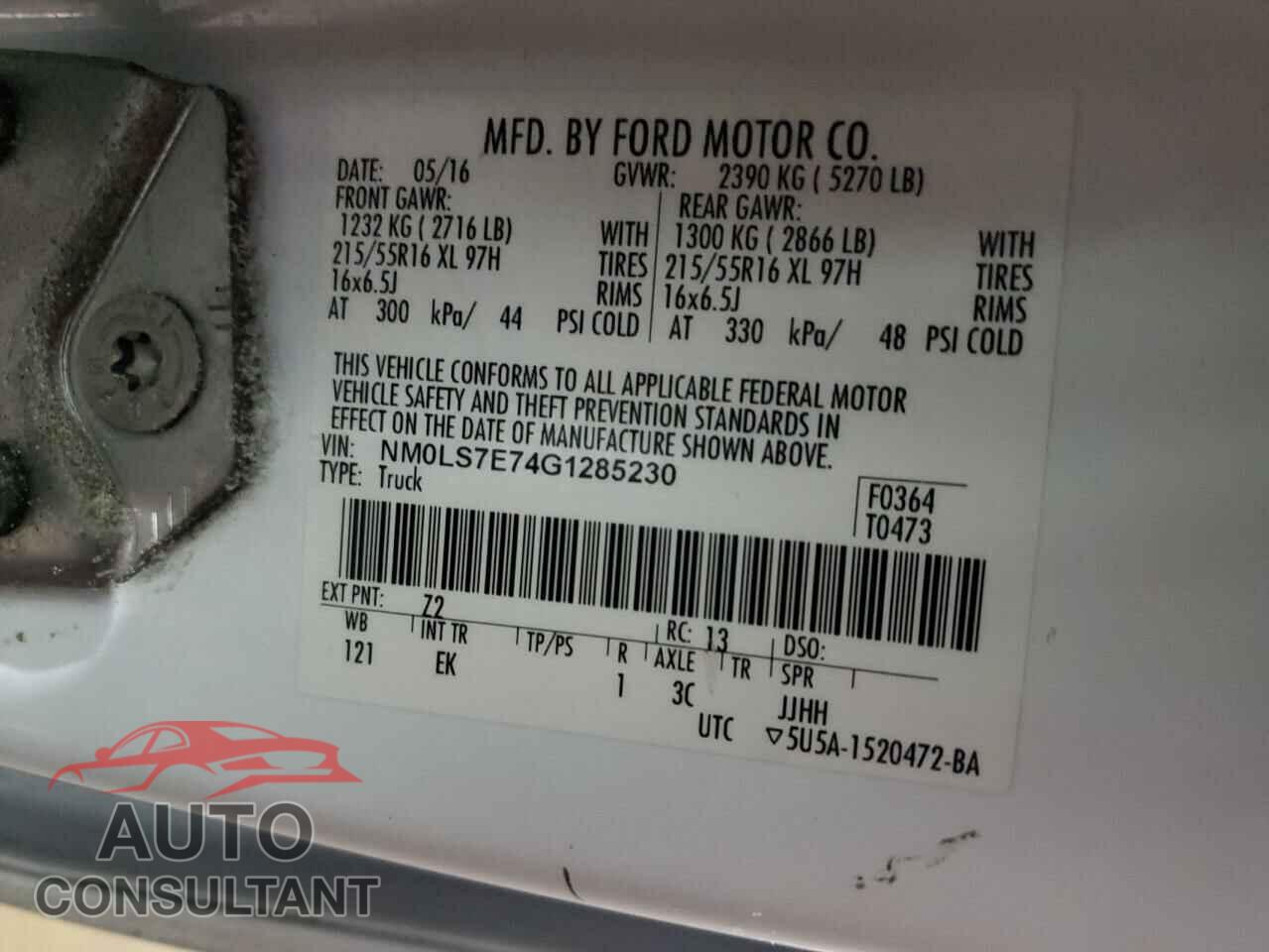 FORD TRANSIT 2016 - NM0LS7E74G1285230