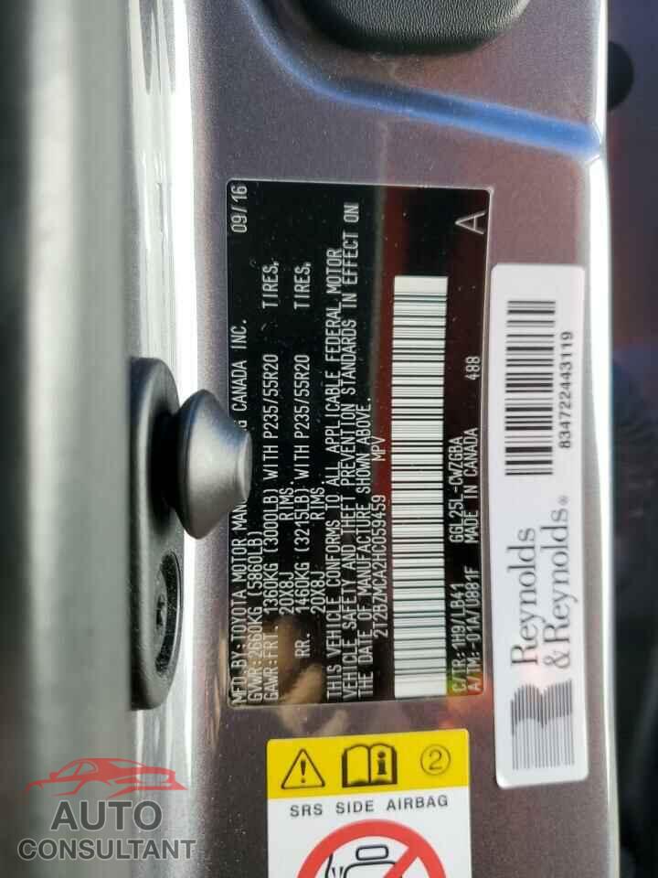 LEXUS RX350 2017 - 2T2BZMCA2HC059459
