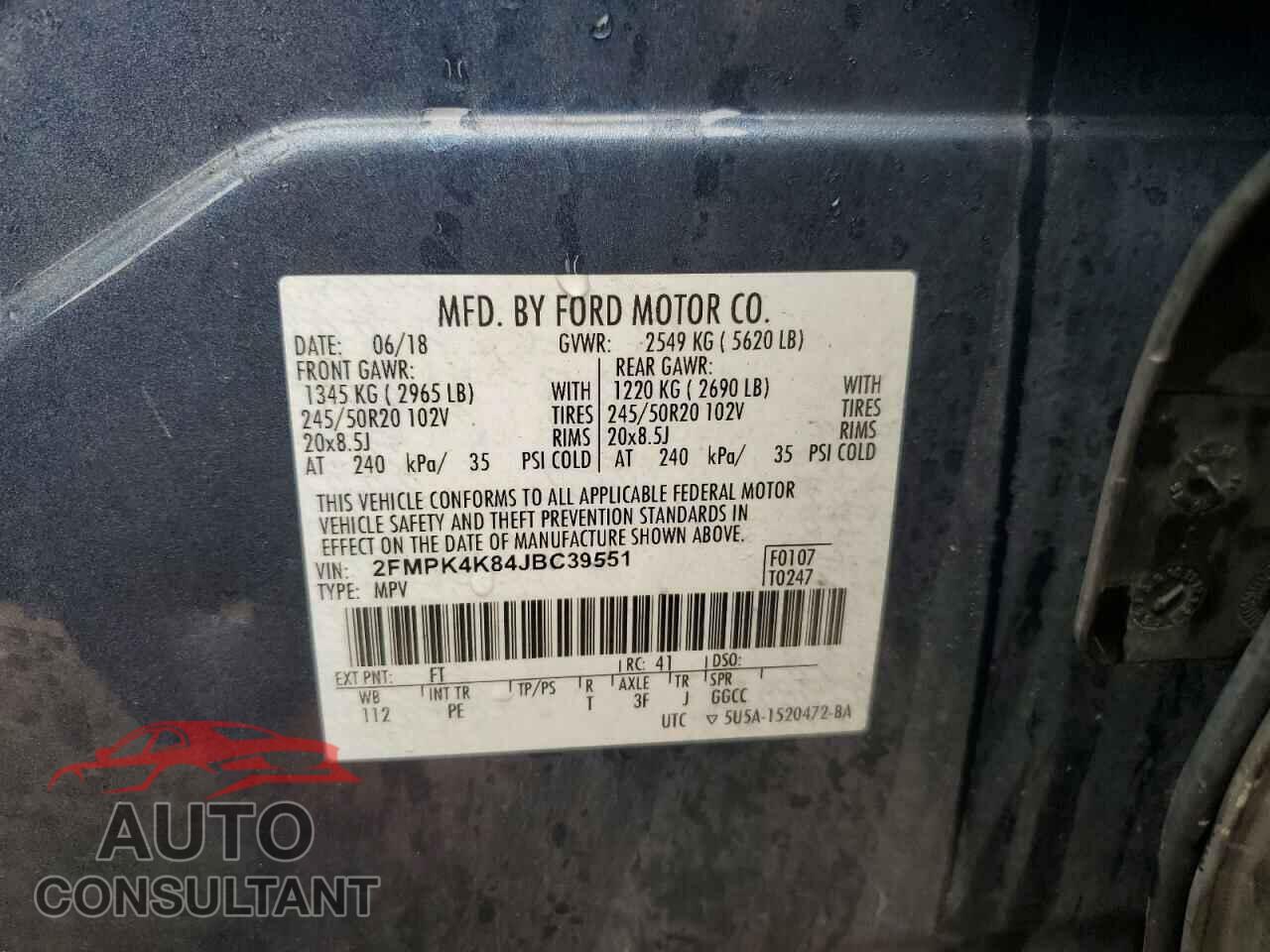 FORD EDGE 2018 - 2FMPK4K84JBC39551