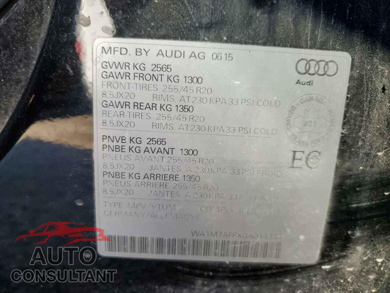 AUDI Q5 2016 - WA1M7AFPXGA014333