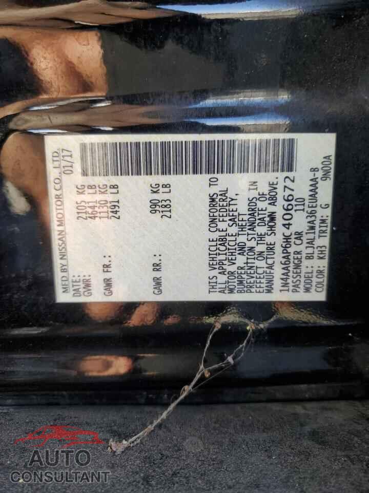 NISSAN MAXIMA 2017 - 1N4AA6AP6HC406672