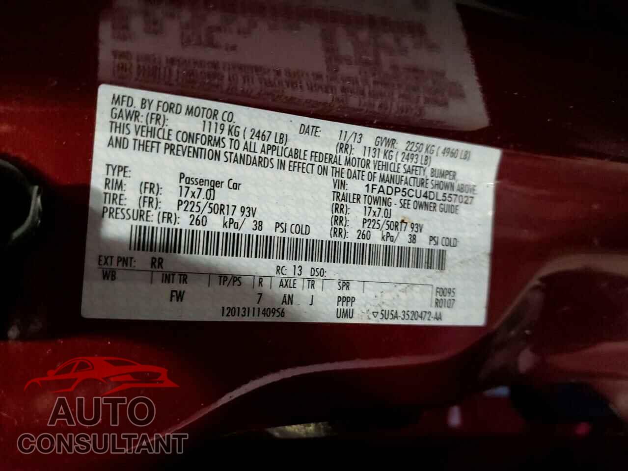 FORD CMAX 2013 - 1FADP5CU4DL557027