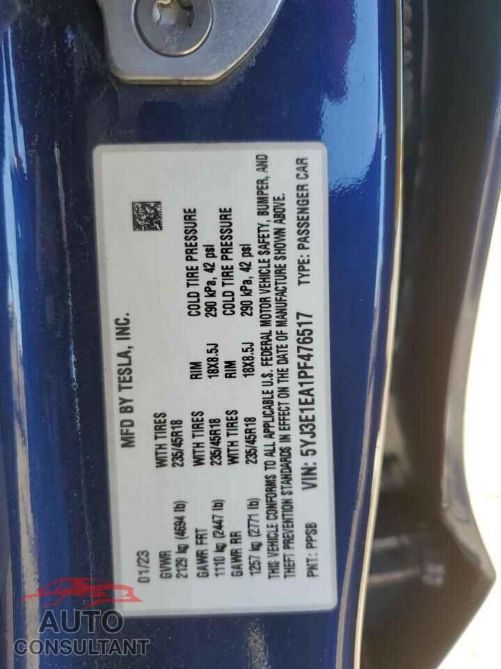 TESLA MODEL 3 2023 - 5YJ3E1EA1PF476517