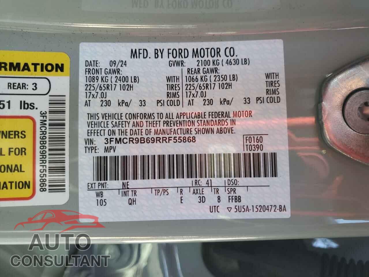 FORD BRONCO 2024 - 3FMCR9B69RRF55868