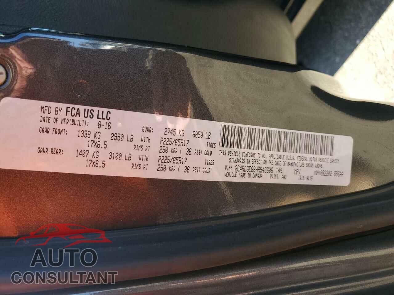 DODGE CARAVAN 2017 - 2C4RDGEG8HR546606