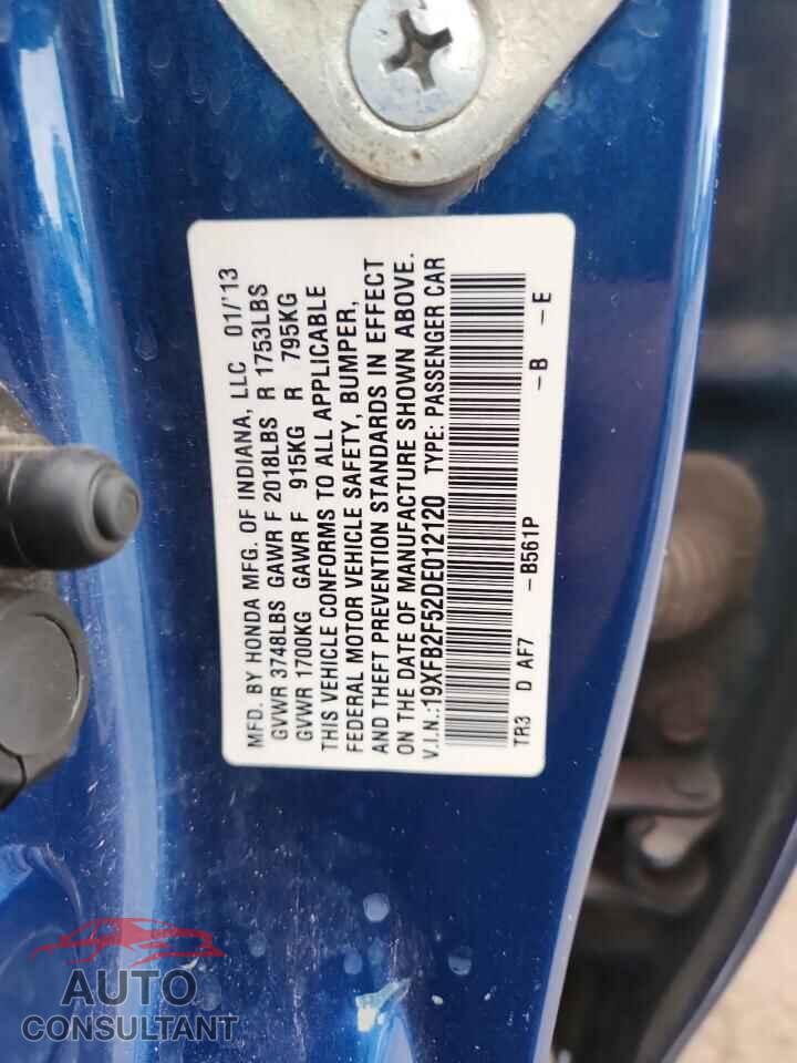 HONDA CIVIC 2013 - 19XFB2F52DE012120