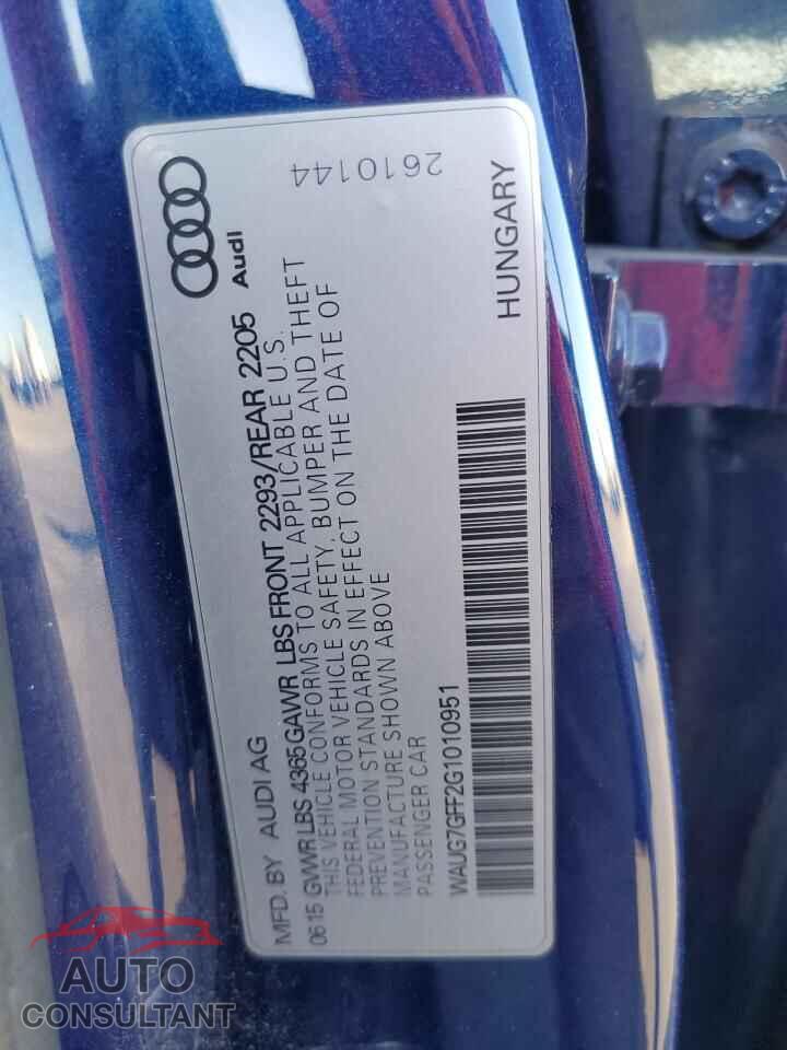 AUDI A3 2016 - WAUG7GFF2G1010951