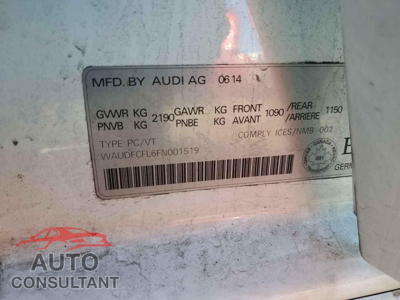 AUDI A4 2015 - WAUDFCFL6FN001519