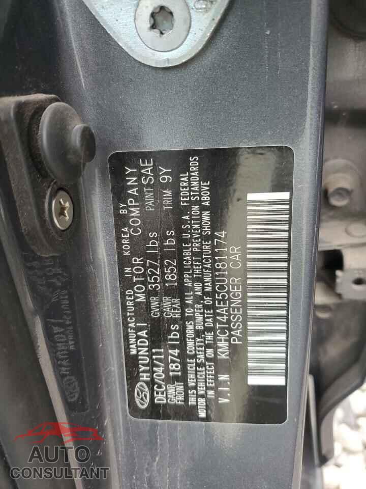 HYUNDAI ACCENT 2012 - KMHCT4AE5CU181174