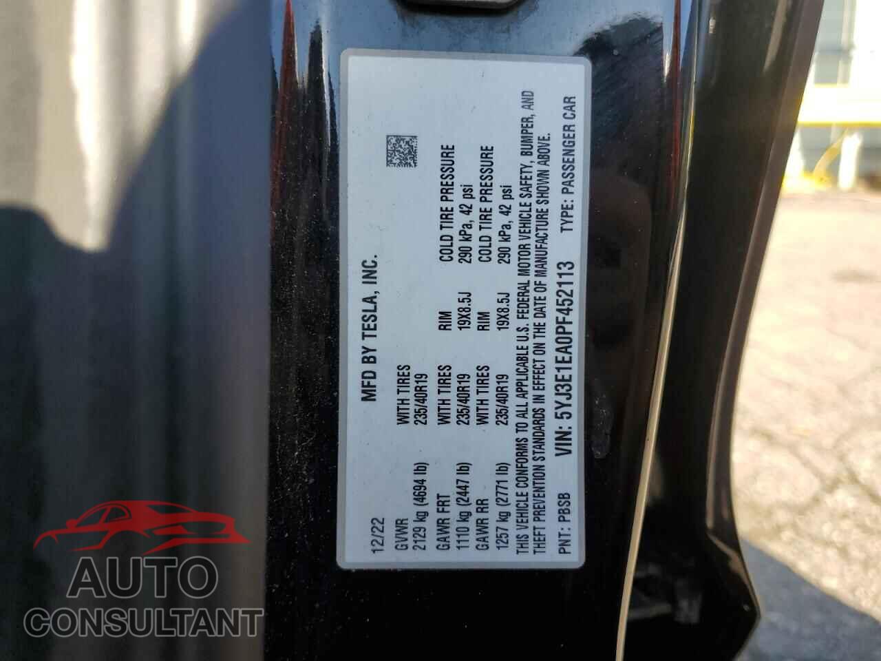 TESLA MODEL 3 2023 - 5YJ3E1EA0PF452113