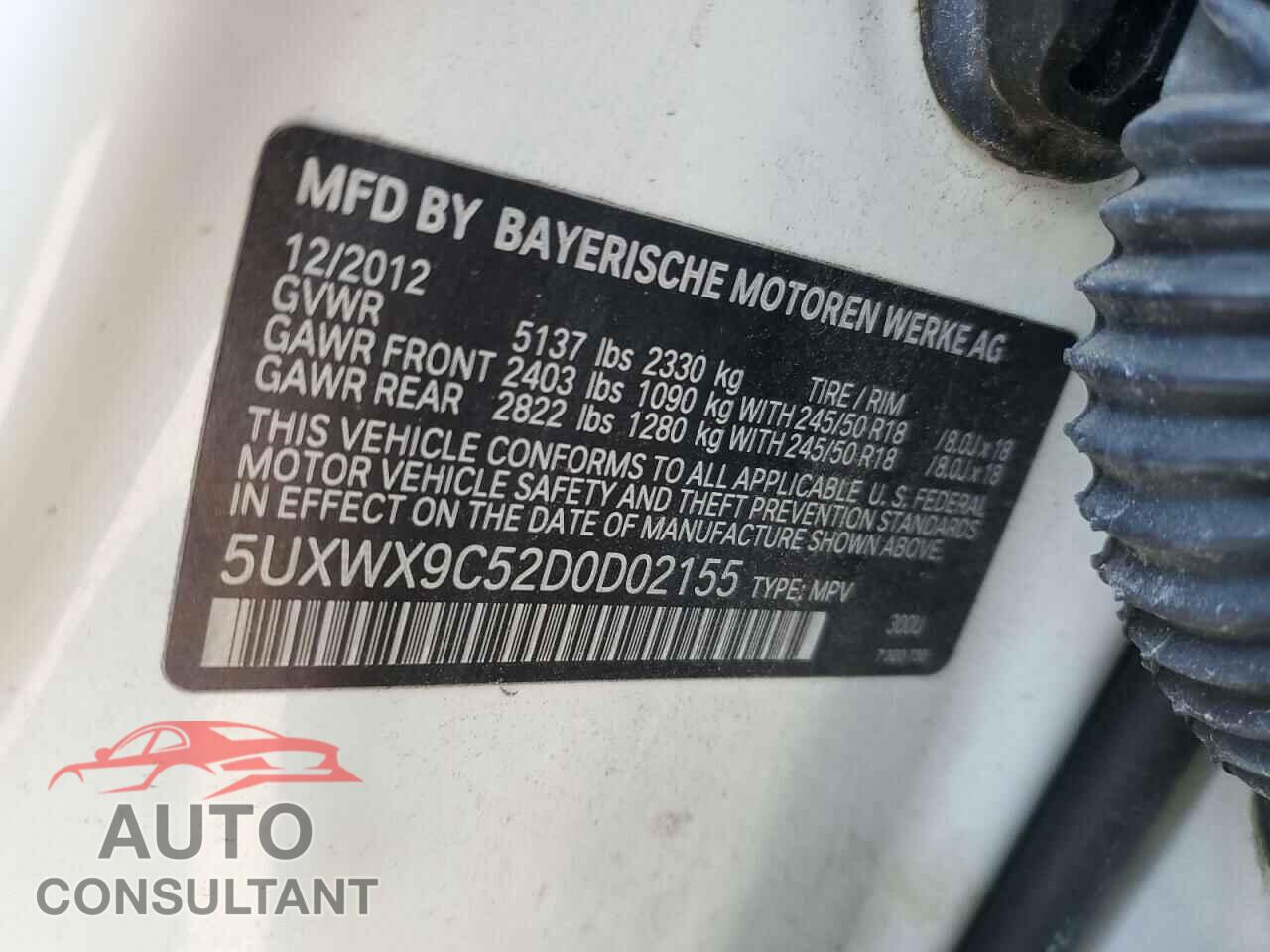BMW X3 2013 - 5UXWX9C52D0D02155