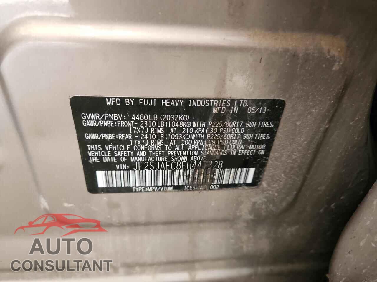 SUBARU FORESTER 2014 - JF2SJAEC8EH447328