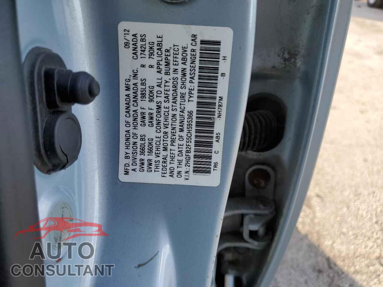 HONDA CIVIC 2012 - 2HGFB2F55CH595366