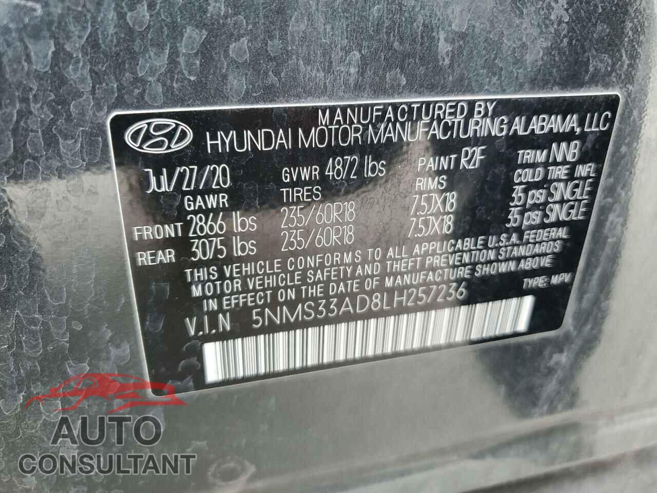 HYUNDAI SANTA FE 2020 - 5NMS33AD8LH257236